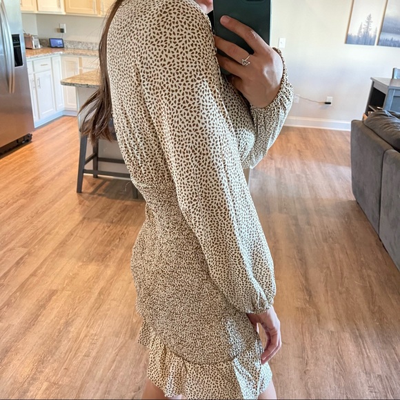Billowy Beige Mini Dress - Picture 5 of 12